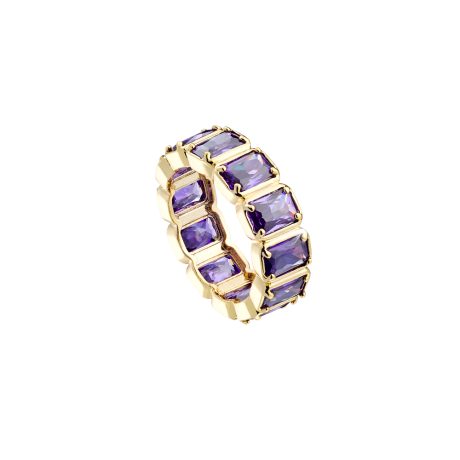 Inel placat cu aur galben de 18 K inconjurat de pietre mov Urban, 04X15-00359, Oxette Romania