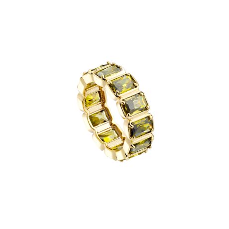 Inel placat cu aur galben de 18 K inconjurat de pietre verzi Urban, 04X15-00360, Oxette Romania