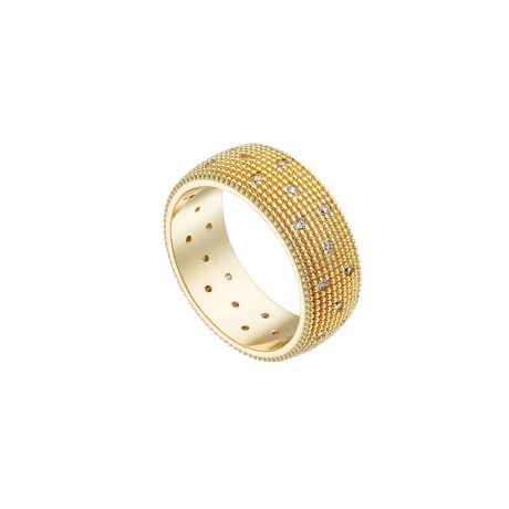 Inel tip verigheta placat cu aur galben de 18 K decorati cu pietre incolore Natrix, 04X15-00384, Oxette Romania