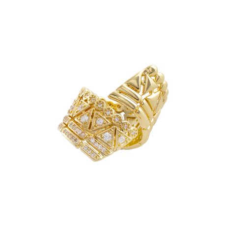 Inel statement placat cu aur de 18K cu pietre cubic zirconia Mosaic, 04X15-00395, Oxette Romania