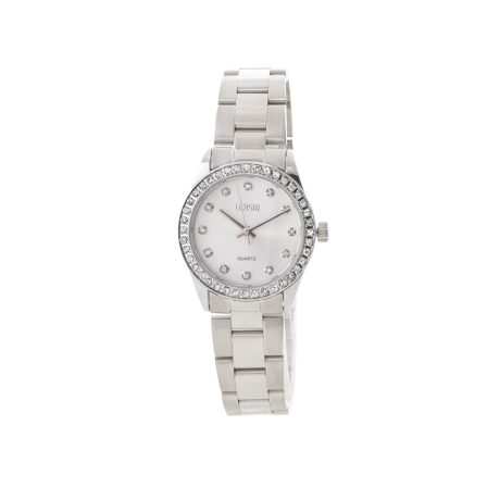 Ceas dama otel inoxidabil cu cadran alb si cubic zirconia Hippy, 11L03-00529, Oxette Romania