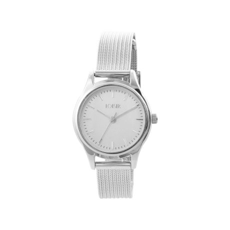 Ceas dama placat cu rodiu cu bratara mesh si cadran argintiu Mini Elegance, 11L03-00530, Oxette Romania