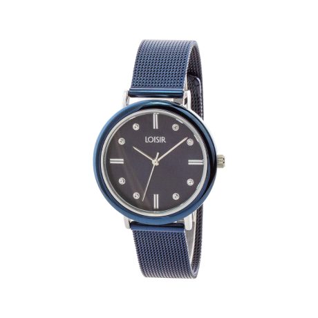 Ceas dama albastru cu cadran negru si bratara mesh Polish, 11L03-00536, Oxette Romania