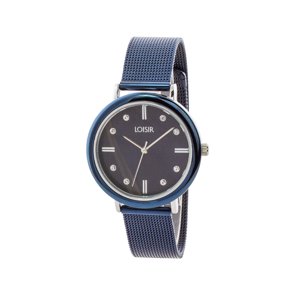 Ceas dama albastru cu cadran negru si bratara mesh Polish, 11L03-00536, Oxette Romania