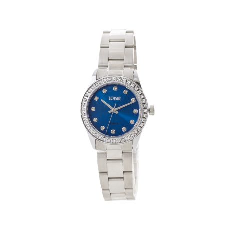 Ceas dama otel inoxidabil cu cadran albastru si cubic zirconia Hippy, 11L03-00555, Oxette Romania