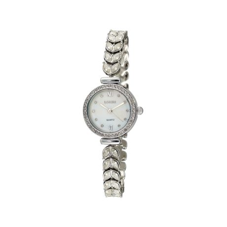 Ceas dama bijuterie cu bratara din pietre zirconia si cadran sidefat Moonflower, 11L03-00594, Oxette Romania