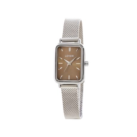 Ceas dama placat cu rodiu si cadran maro dreptunghiular Oldie, 11L03-00609, Oxette Romania