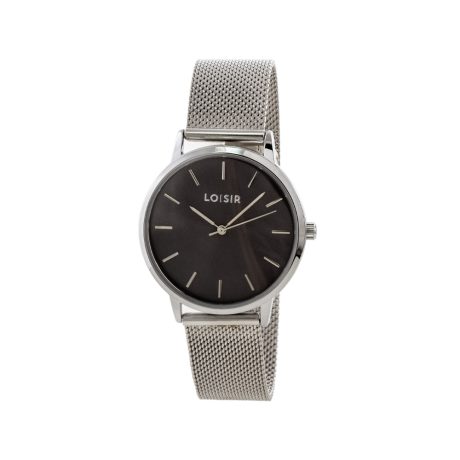 Ceas dama placat cu rodiu si cadran negru rotund Fountain, 11L03-00612, Oxette Romania