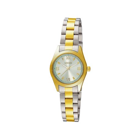Ceas dama bicolor otel inoxidabil cu cadran alb si bratara metalica Flatline, 11L03-00622, Oxette Romania