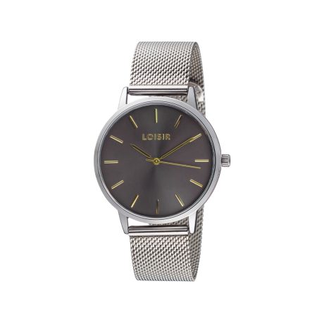 Ceas dama placat cu rodiu si cadran negru rotund Fountain, 11L03-00632, Oxette Romania