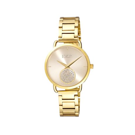 Ceas dama otel inoxidabil placat cu aur de 18K cu bratara metalica si cadran auriu Glammy, 11L05-00677, Oxette Romania