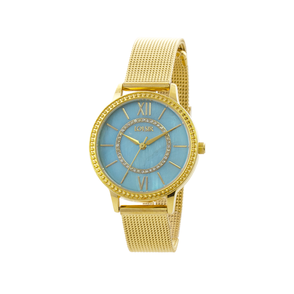 Ceas dama otel inoxidabil placat cu aur roz de 18K cu cadran cu sidef albastru Saturn, 11L05-00705, Oxette Romania