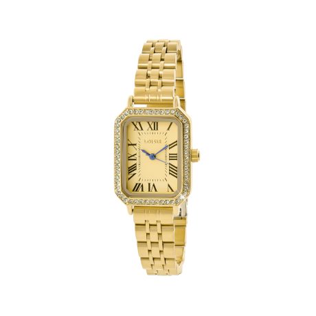 Ceas dama otel inoxidabil placat cu aur de 18K cu cadran dreptunghiular alb Mannish, 11L05-00750, Oxette Romania