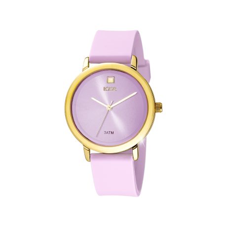 Ceas dama placat cu aur de 18K si curea silicon roz Popsicle, 11L75-00368, Oxette Romania