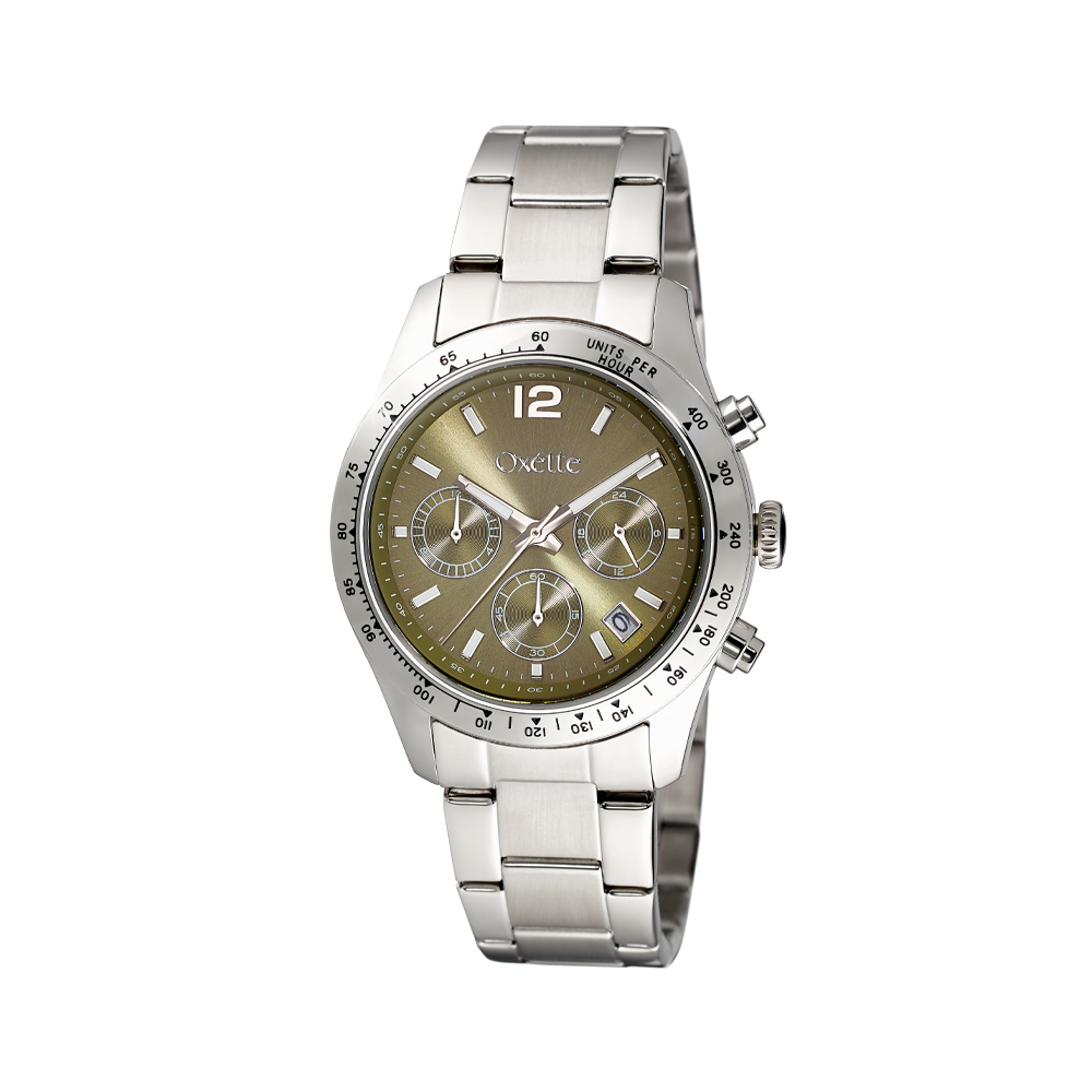 Ceas dama otel inoxidabil cu cadran multifunctional olive Maverick, 11X03-00756, Oxette Romania