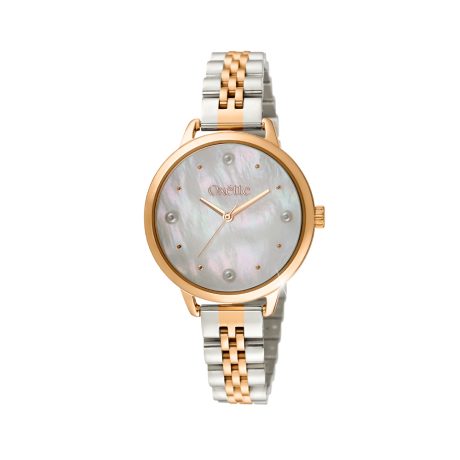 Ceas dama bicolor otel inoxidabil placat cu aur de 18K cu sidef Mojito, 11X03-00764, Oxette Romania