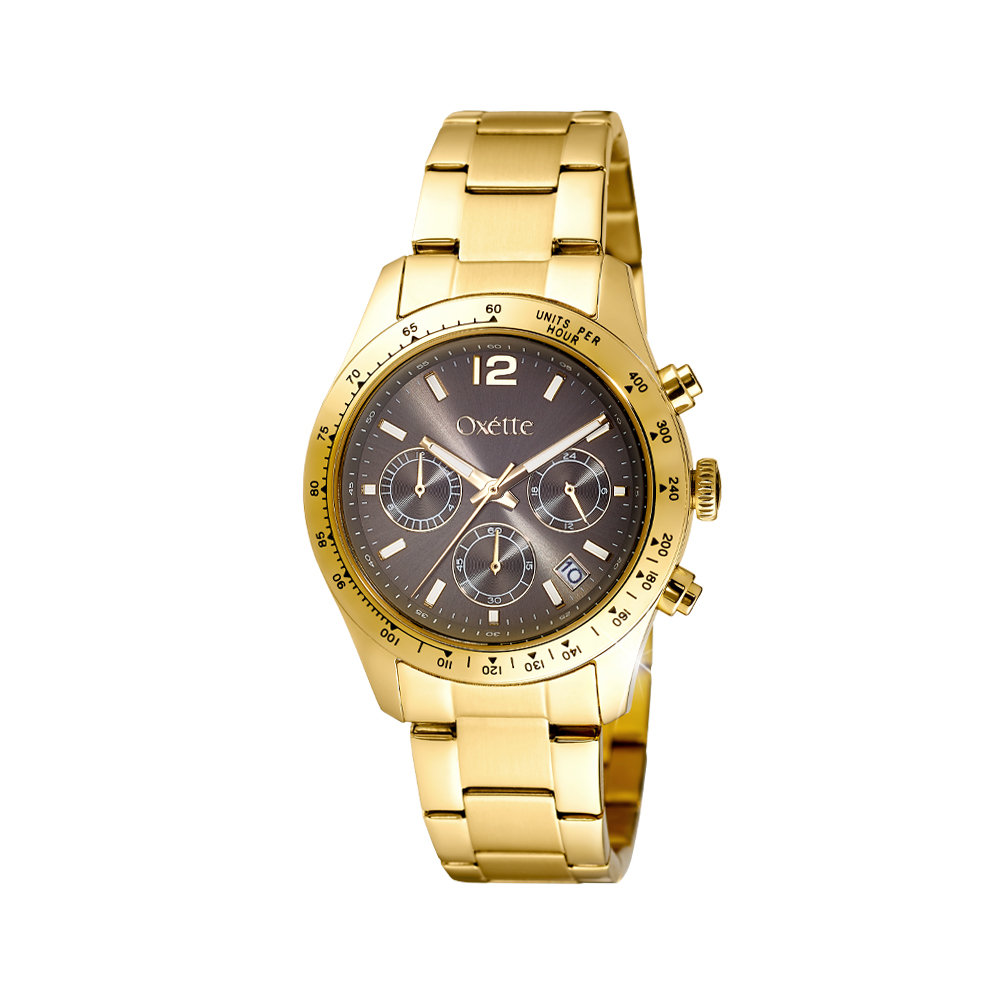 Ceas dama otel inoxidabil placat cu aur de 18K cu cadran multifunctional Maverick, 11X05-00806, Oxette Romania