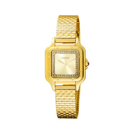 Ceas dama otel inoxidabil placat cu aur de 18K cu cadran patrat Parisian, 11X05-00816, Oxette Romania