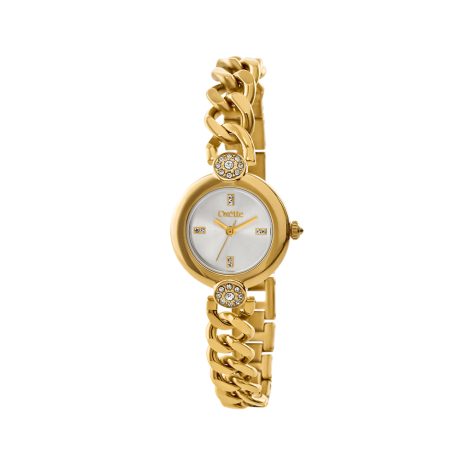 Ceas dama placat cu aur 18k si bratara subtire metalica Bizarre, 11X05-00848, Oxette Romania