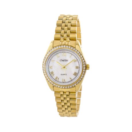Ceas dama otel placat cu aur 18K si bratara metalica Monterey, 11X05-00852, Oxette Romania