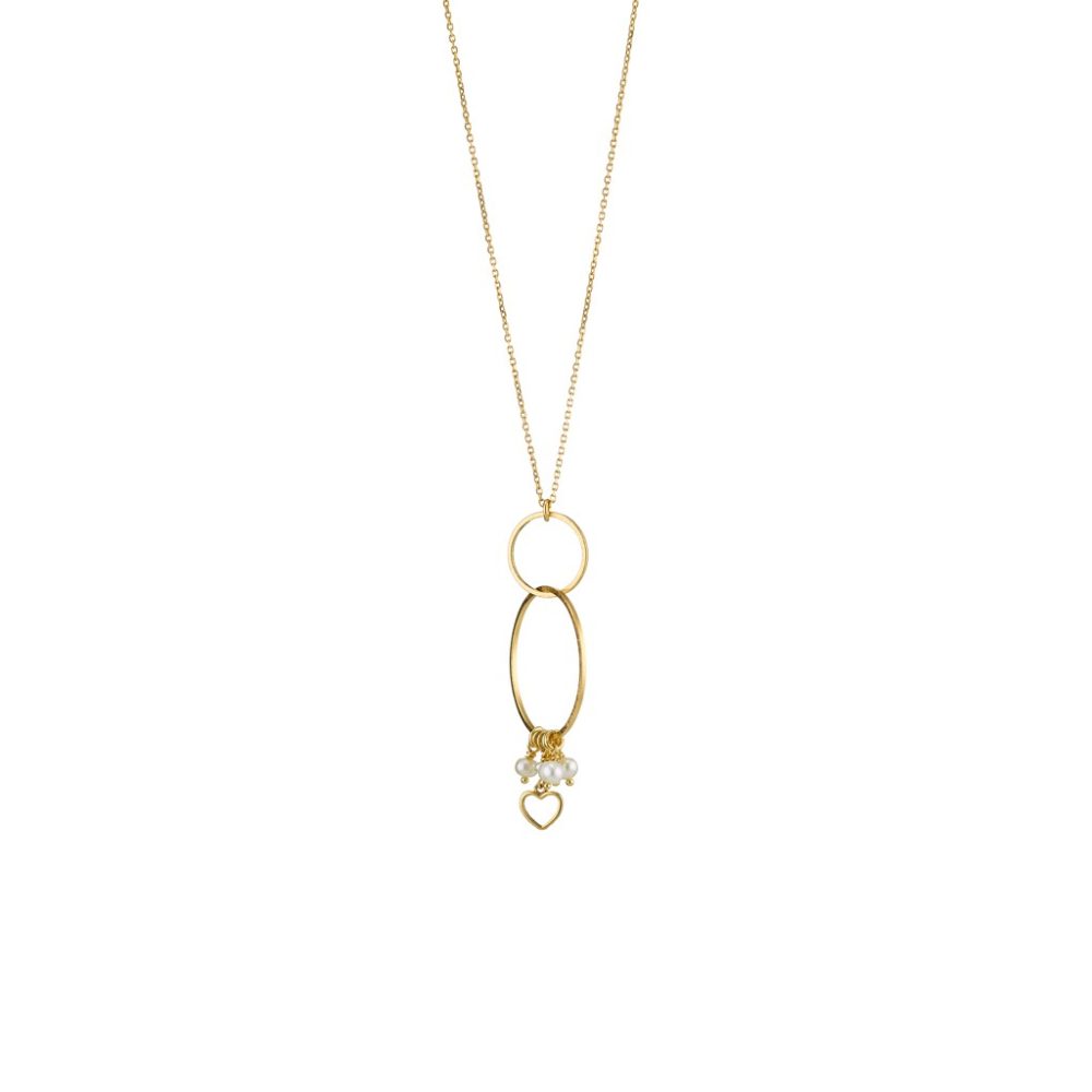 Colier placat cu aur galben de 18 K cu perle Feminity Oh la la, 01L15-00703-3, Oxette Romania