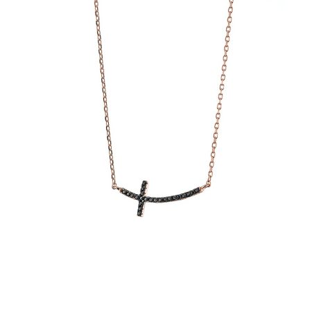 Colier argint placat cu aur 18 k si pandantiv cruce Gifting, 01X05-01541-1, Oxette Romania