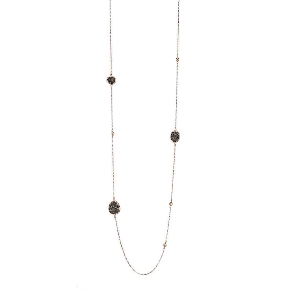Colier din argint placat cu aur roz de 18 K cu pandantive decorate cu cristale Stardust, 01X05-01830-3, Oxette Romania