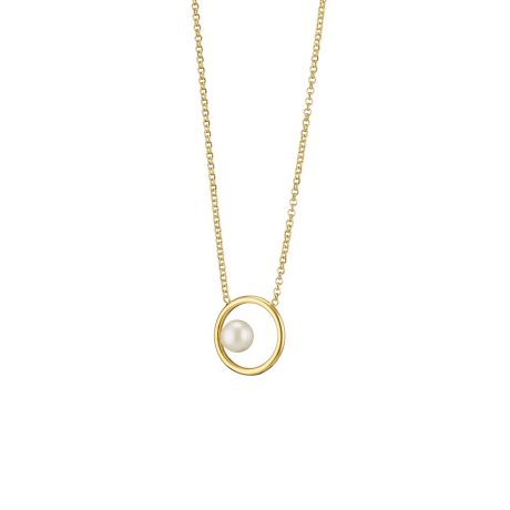 Colier din argint placat cu aur galben de 18 K decorat cu perla de cultura Anaconda, 01X05-02464-2, Oxette Romania