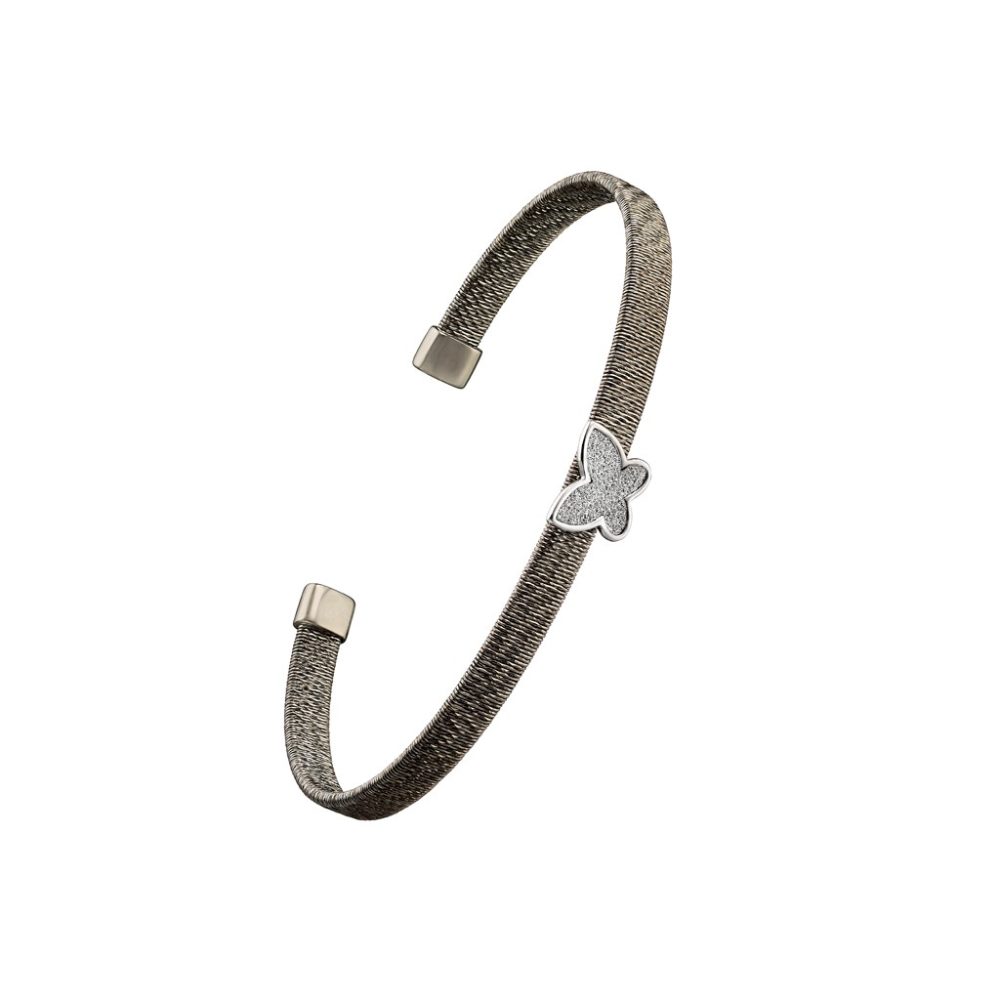 Bratara fixa din otel inoxidabil placat cu ruteniu si decorata cu fluture Feminity Sundust, 02L03-00521-2, Oxette Romania