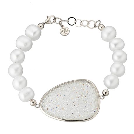 Bratara din argint placat cu rodiu cu perle de cultura Luna Silver, 02X01-03022-1-2, Oxette Romania