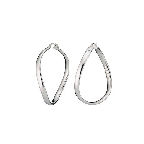 Cercei argint rotunzi tip creole wavy Hoops, 03X01-02458-1, Oxette Romania