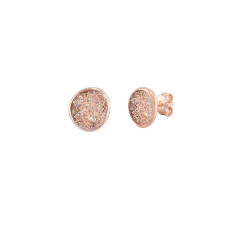 Cercei din argint placat cu aur roz de 18 K cu cristale naturale Stardust, 03X05-01843-1, Oxette Romania