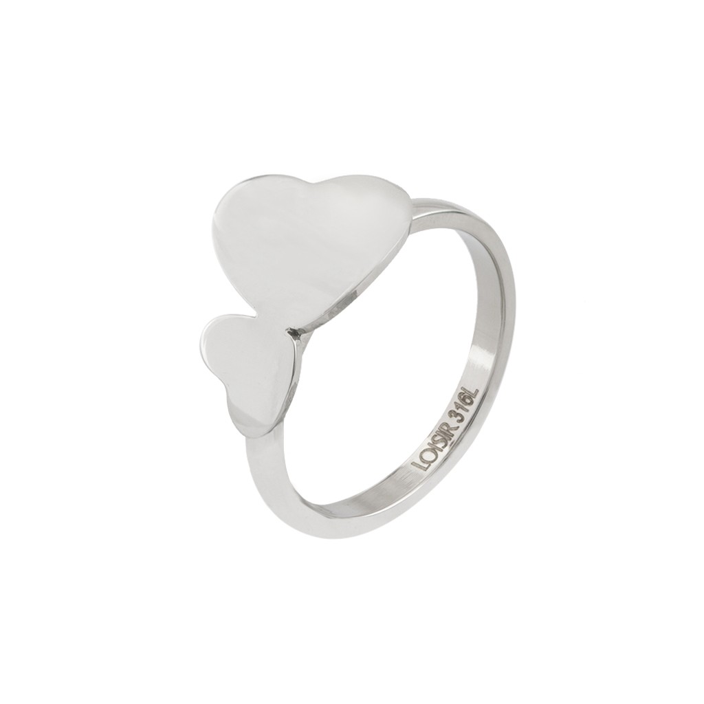 Inel cu inima din otel inoxidabil placat cu rodiu Fashionistas Rocking, 04L03-00275-1, Oxette Romania