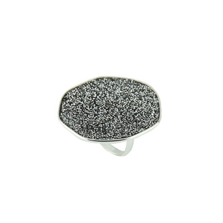 Inel statement din argint placat cu rodiu decorat cu cristale naturale Meteorite, 04X01-03460, Oxette Romania