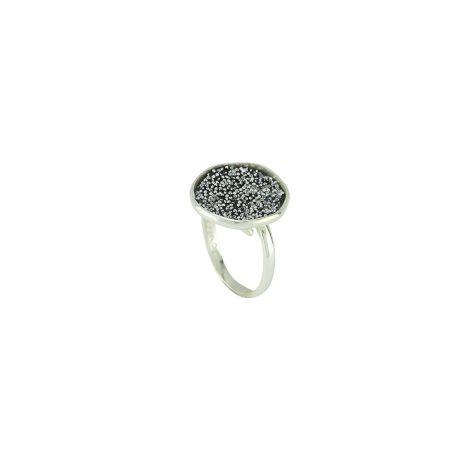 Inel din argint placat cu rodiu decorat cu cristale naturale Meteorite, 04X01-03461-1, Oxette Romania