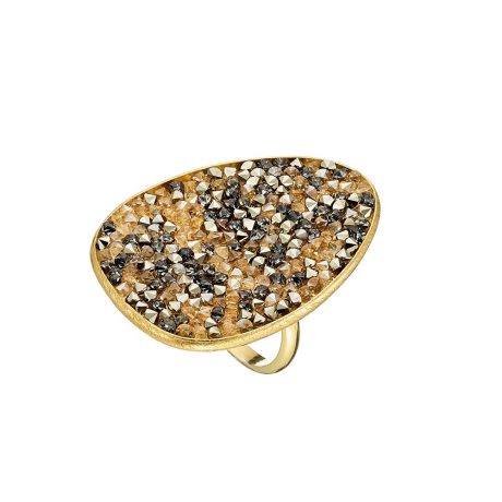 Inel argint placat cu aur galben de 18 K decorat tip statement cu cristale zirconia Eden, 04X05-01338, Oxette Romania