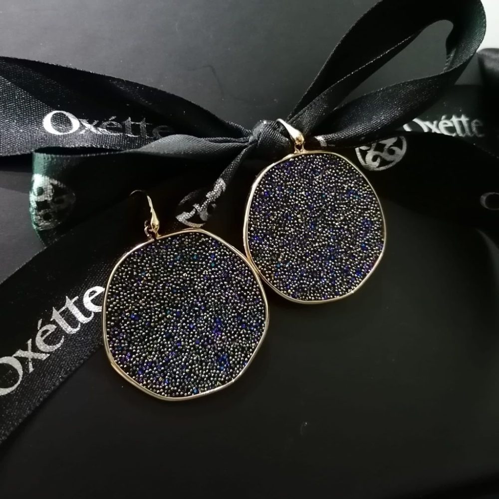 Cercei din argint placat cu aur roz de 18 K cu cristale Meteorite, 03X05-01749-1, Oxette Romania
