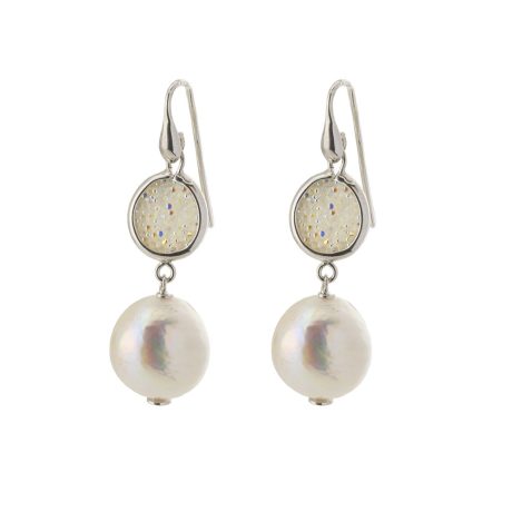 Cercei argint lungi decorati cu cristale caviar si perla de cultura Simplicity, 03X01-02914, Oxette Romania