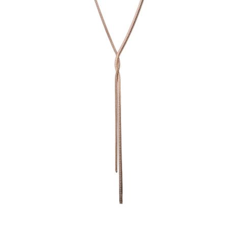 Colier Y impletit din argint placat cu aur roz de 18 K Glow, 01X05-02828, Oxette Romania