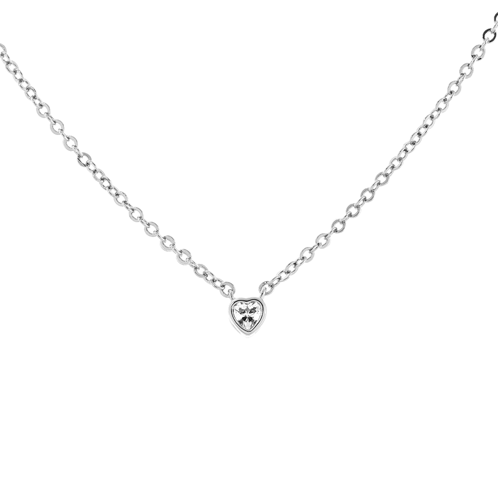 Colier placat cu rodiu cu pandantiv inima si cristal Heart to Heart, 01L15-01115-1, Oxette Romania