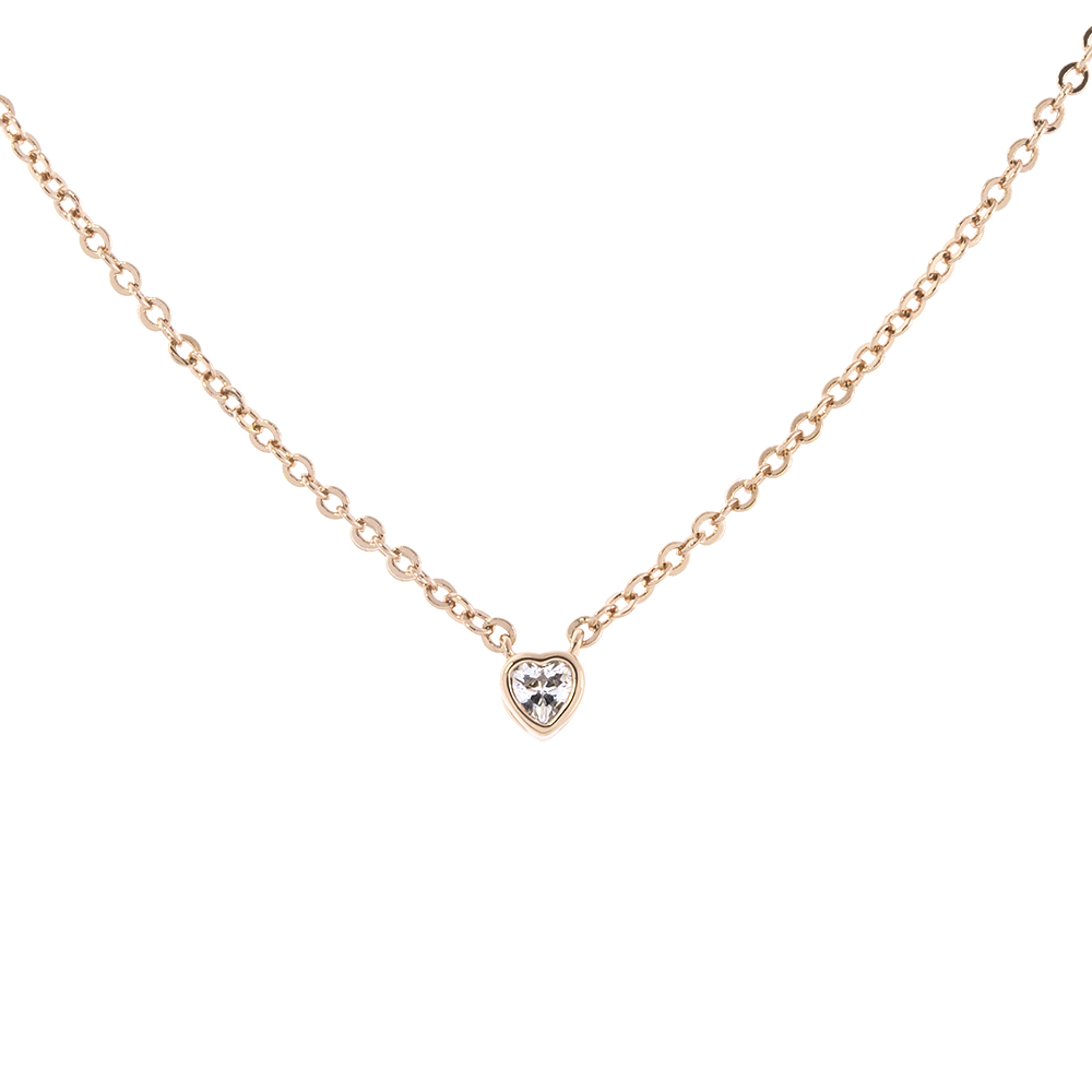 Colier placat cu aur roz de 18 K cu pandantiv inima Heart to Heart, 01L15-01116-1, Oxette Romania