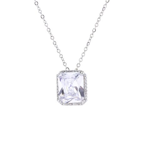 Colier cu pandantiv placat cu rodiu decorat cu cristal zirconia Festive, 01L15-01132-1, Oxette Romania