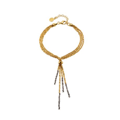 Bratara din argint placat cu aur galben de 18 K si ruteniu cu lanturi Shadow, 02X05-02079, Oxette Romania