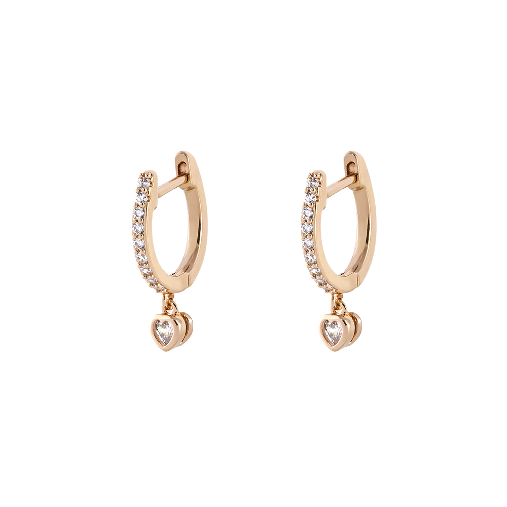 Cercei placati cu aur roz de 18 K cu cristale Heart to Heart, 03L15-00879-1, Oxette Romania