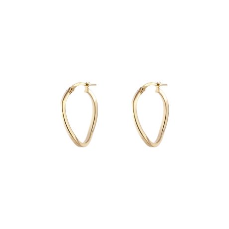 Cercei creole usor ondulati din argint placat cu aur galben de 18 K Hoop, 03X05-02580, Oxette Romania