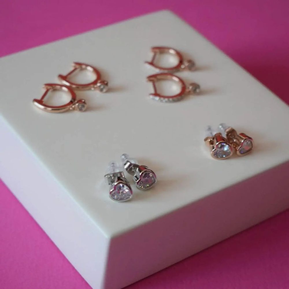 Cercei inima placati cu aur roz de 18 K cu cristal Heart to Heart, 03l15-00875-1, Oxette Romania