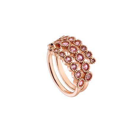 Inel placat cu aur roz de 18 K decorat cu 3 randuri de cristale Party, 04X15-00168-1, Oxette Romania