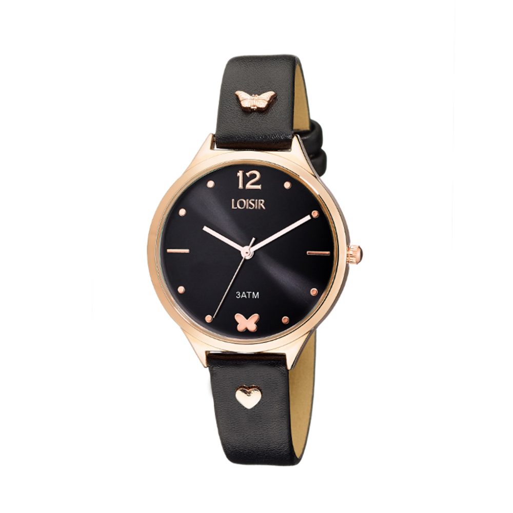 Ceas de dama bicolor placat cu aur roz de 18 K si ruteniu Rockheart, 11L05-00390-2, Oxette Romania