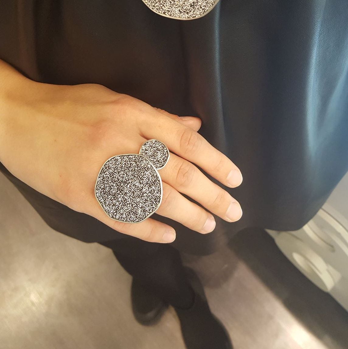 statement din argint cu rodiu decorat cu cristale naturale Meteorite