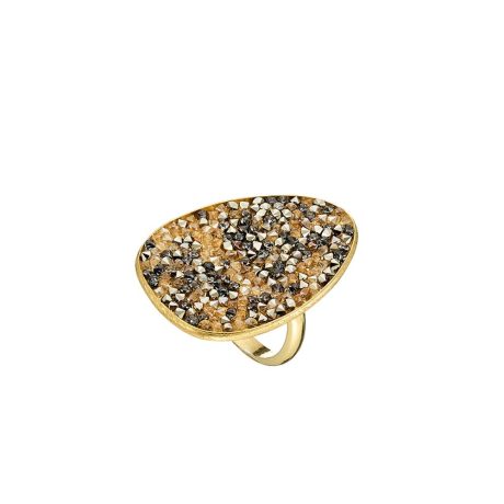 Inel argint placat cu aur galben de 18 K decorat cu cristale zirconia Eden, 04X05-01339-Äèé-ÜêÄâäÜ, Oxette Romania